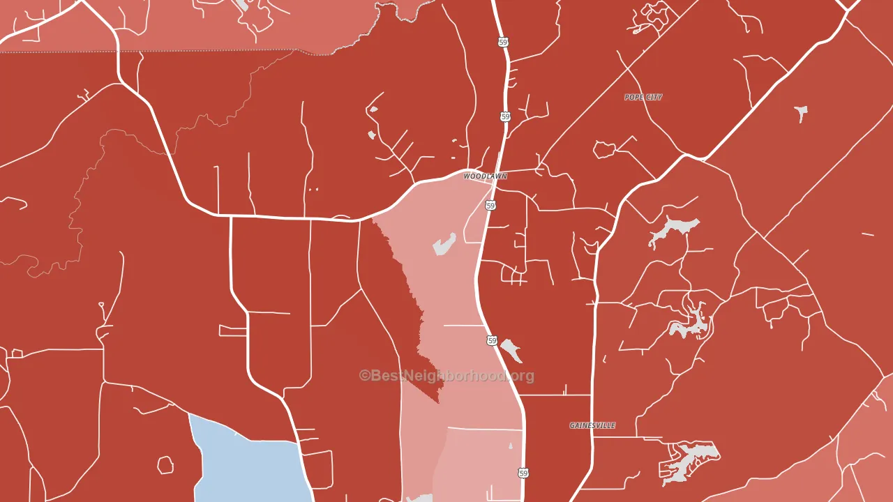 Woodlawn, TX block-group political-lean map