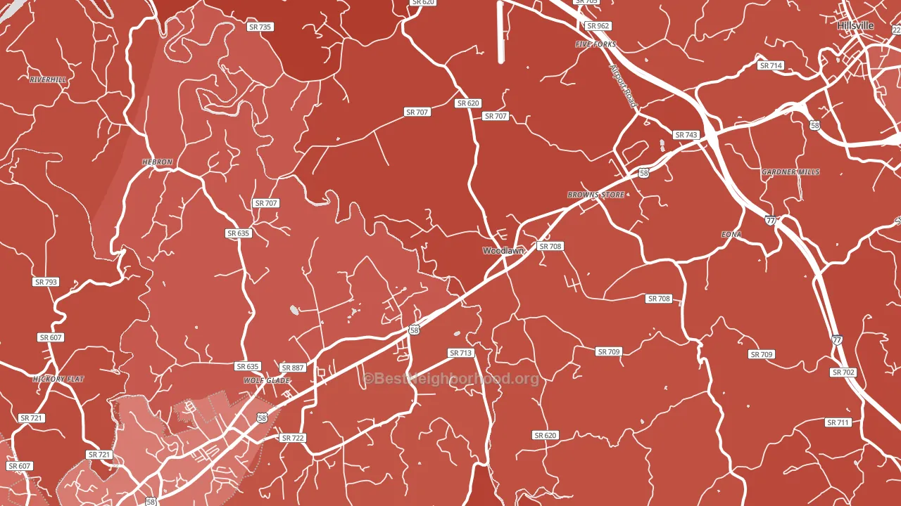 Woodlawn, VA block-group political-lean map