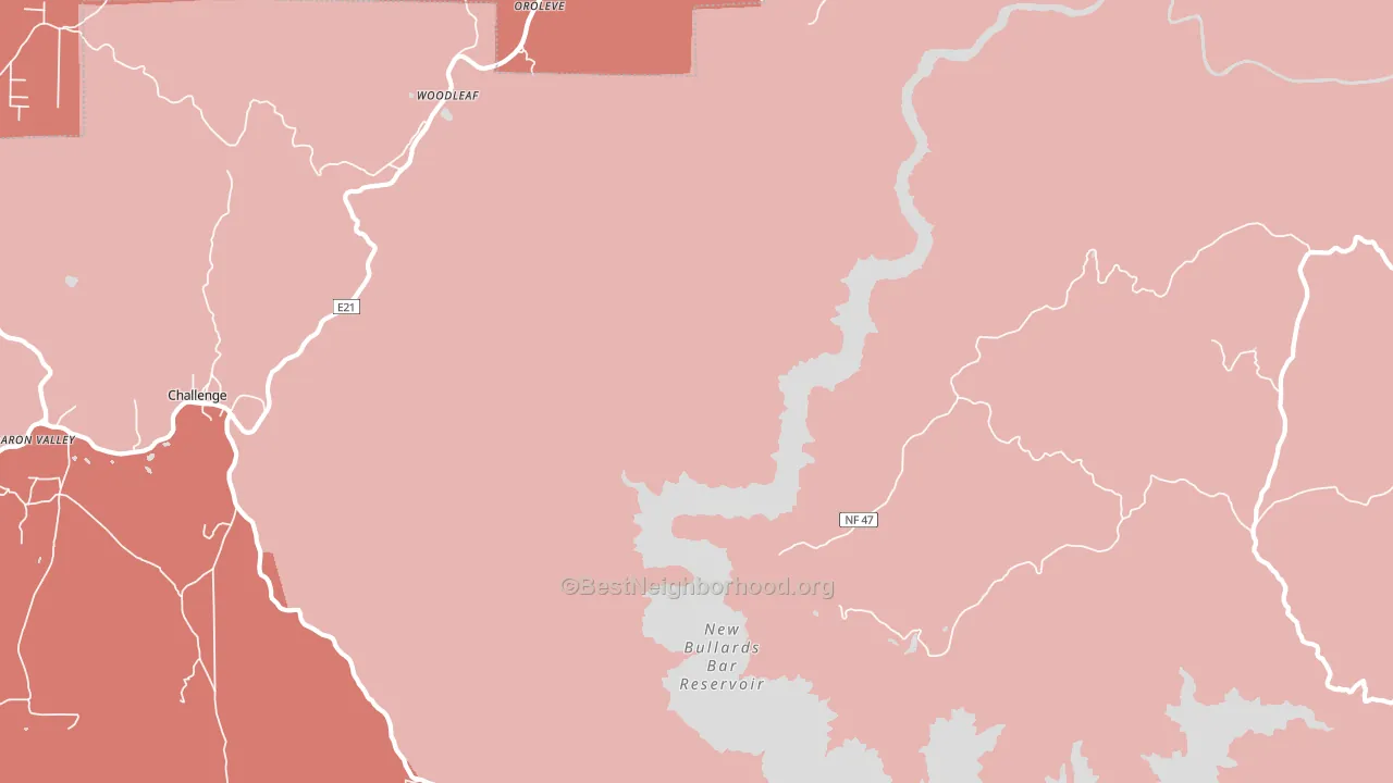 Woodleaf, CA block-group political-lean map