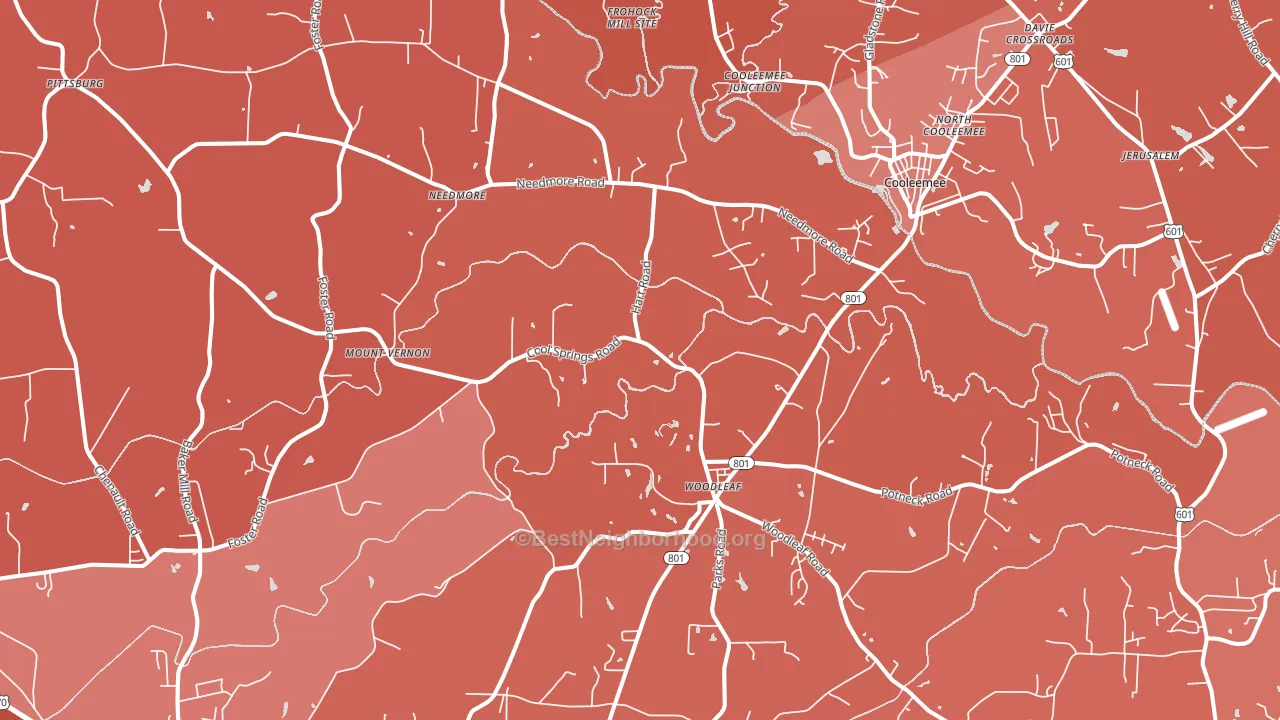 Woodleaf, NC block-group political-lean map