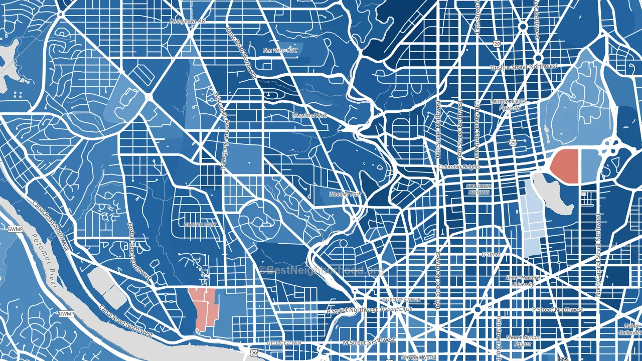 Woodley Park, Washington, DC block-group political-lean map