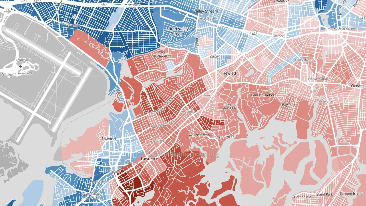 Woodmere, NY block-group political-lean map