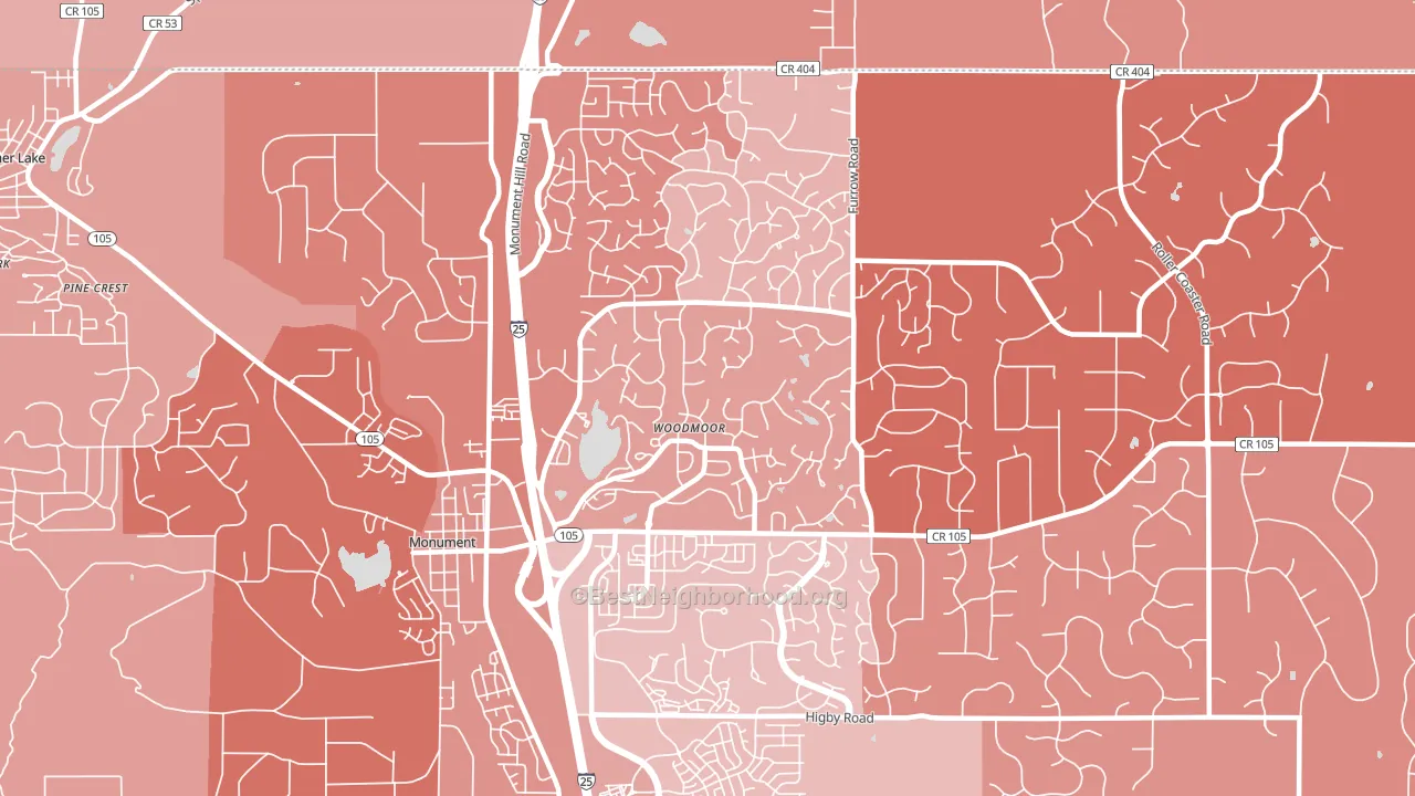 Woodmoor, CO block-group political-lean map