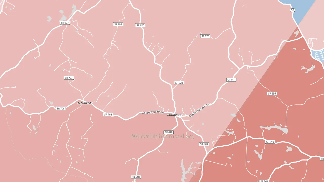 Woodridge, VA block-group political-lean map