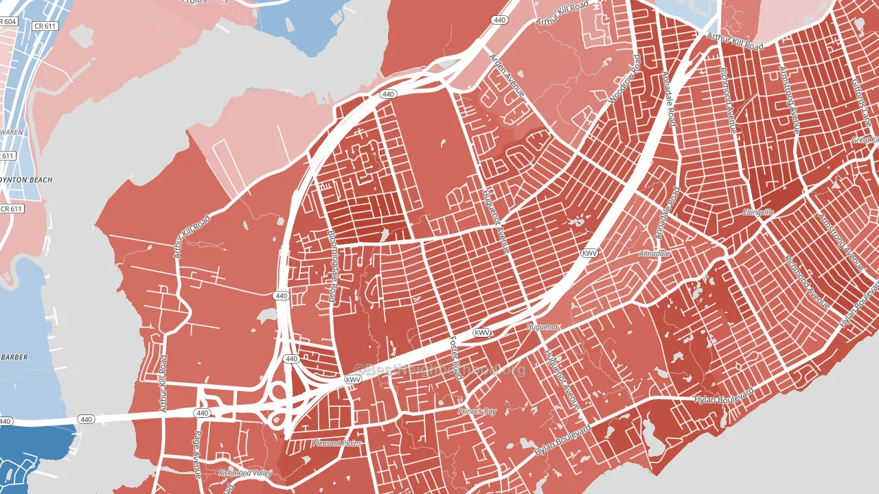 Woodrow, Staten Island, NY block-group political-lean map