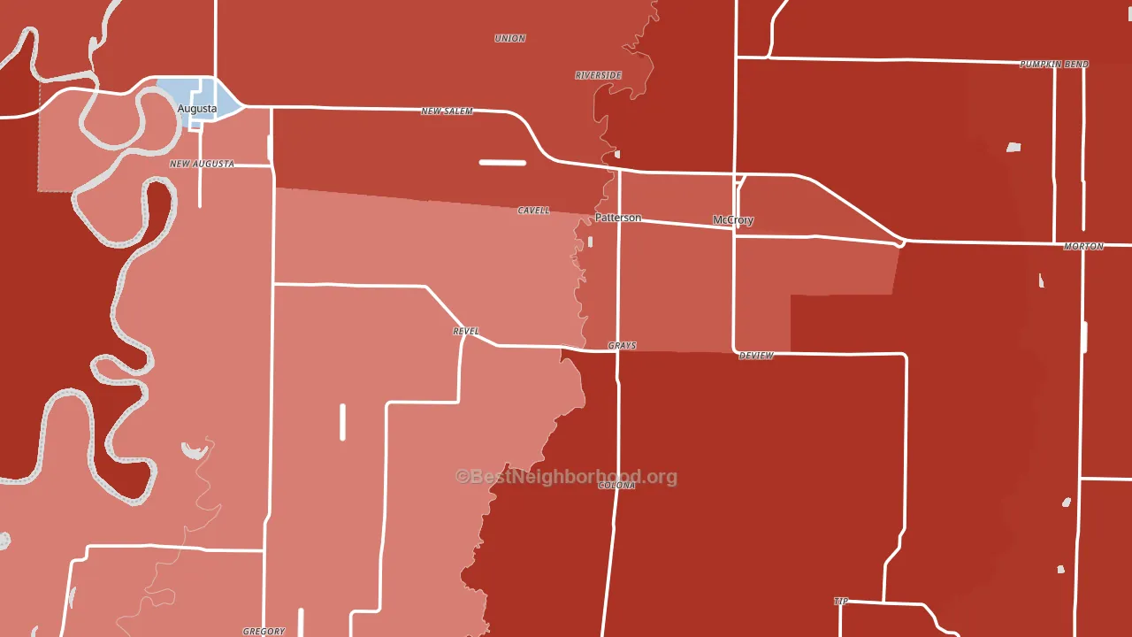 Woodruff County, AR block-group political-lean map