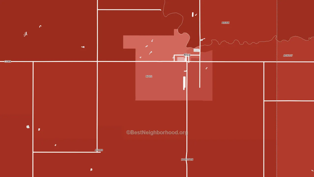 Woods County, OK block-group political-lean map