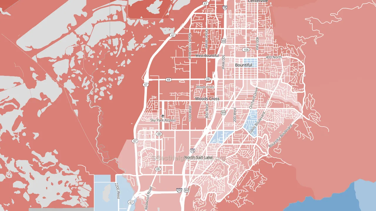 Woods Cross, UT block-group political-lean map