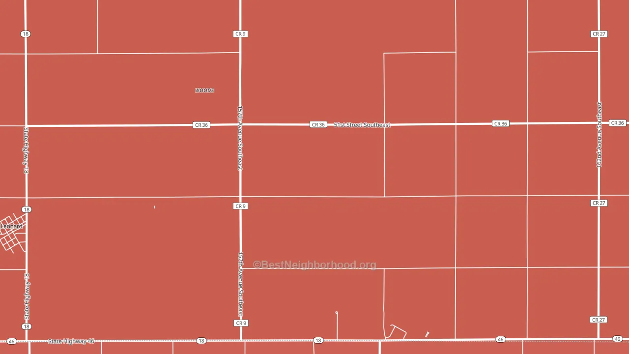 Woods, ND block-group political-lean map