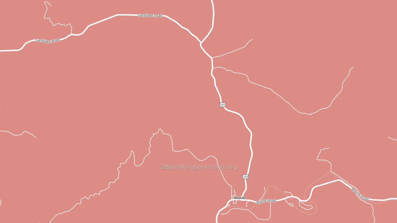Woods, OR block-group political-lean map