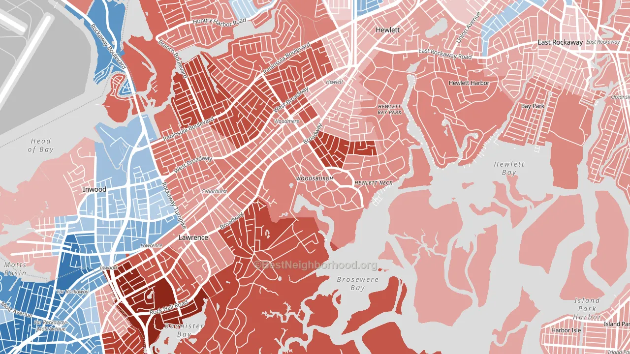 Woodsburgh, NY block-group political-lean map