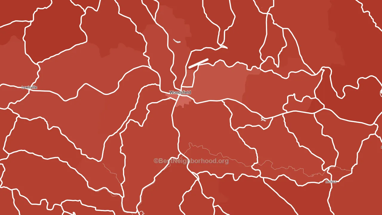 Woodsfield, OH block-group political-lean map