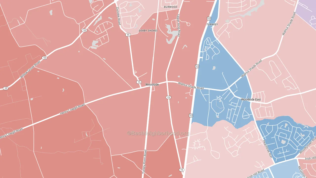 Woodside, DE block-group political-lean map