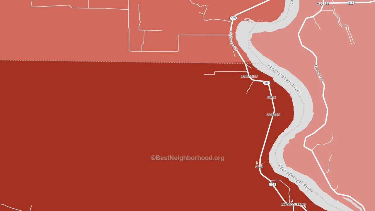 Woodside, LA block-group political-lean map