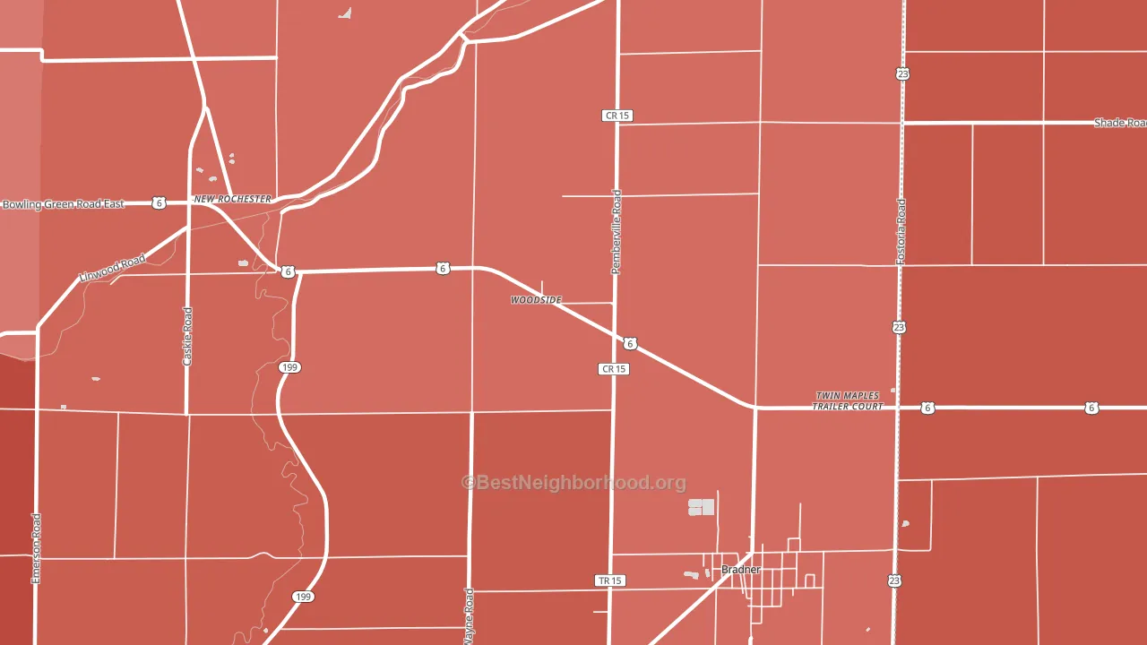 Woodside, OH block-group political-lean map