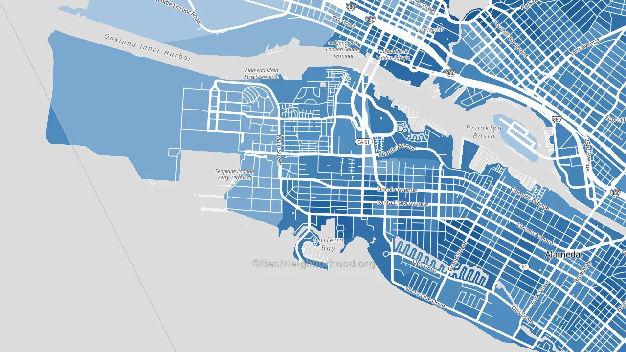 Woodstock, Alameda, CA block-group political-lean map