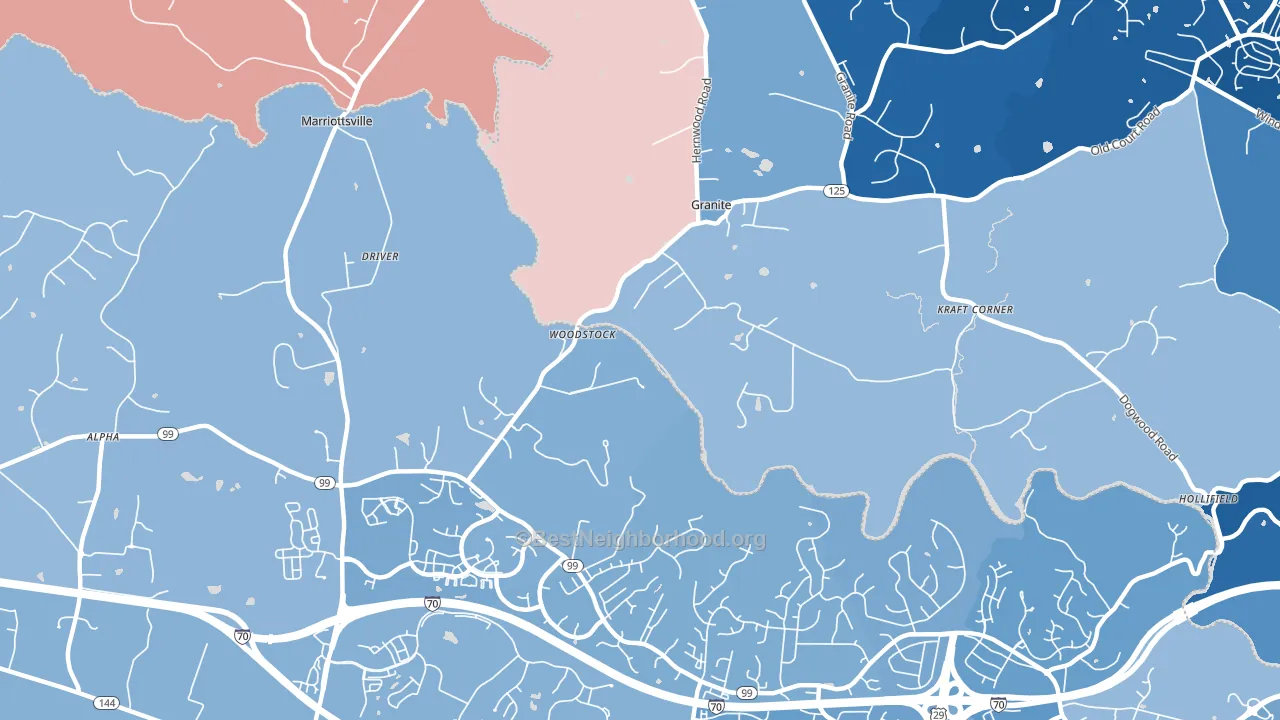 Woodstock, MD block-group political-lean map