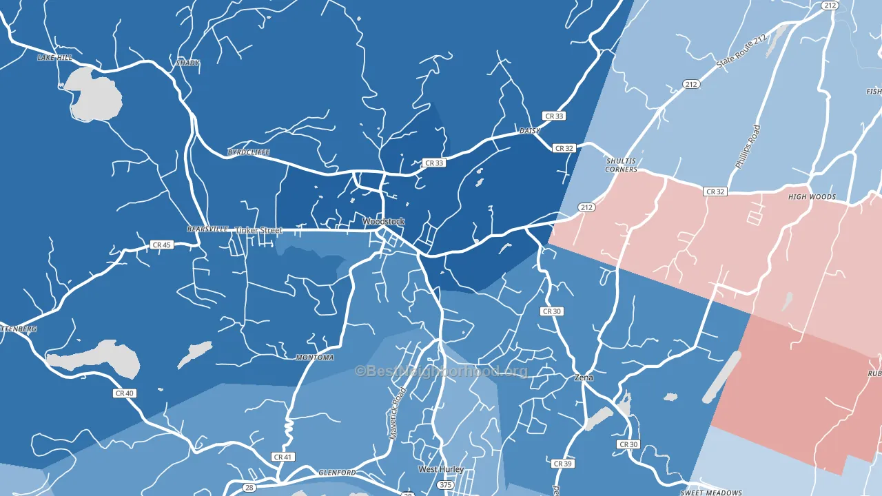 Woodstock, NY block-group political-lean map