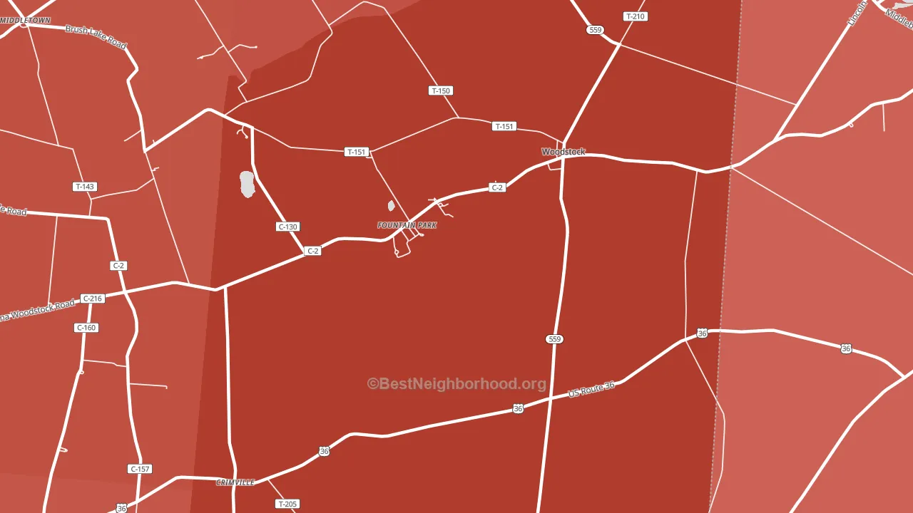 Woodstock, OH block-group political-lean map