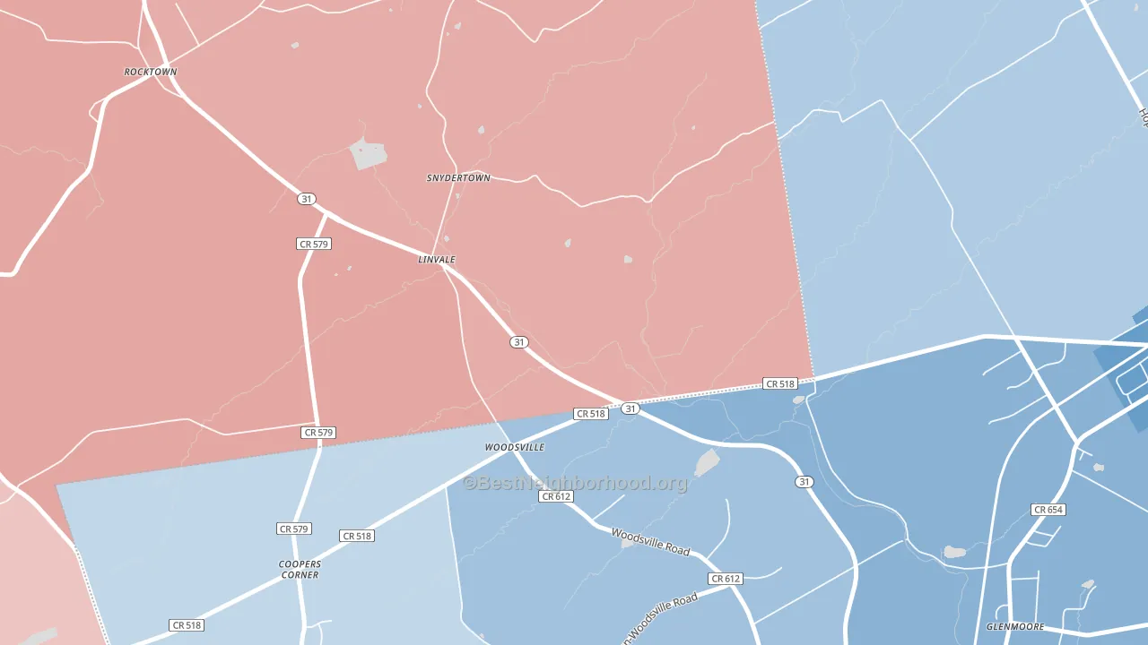 Woodsville, NJ block-group political-lean map