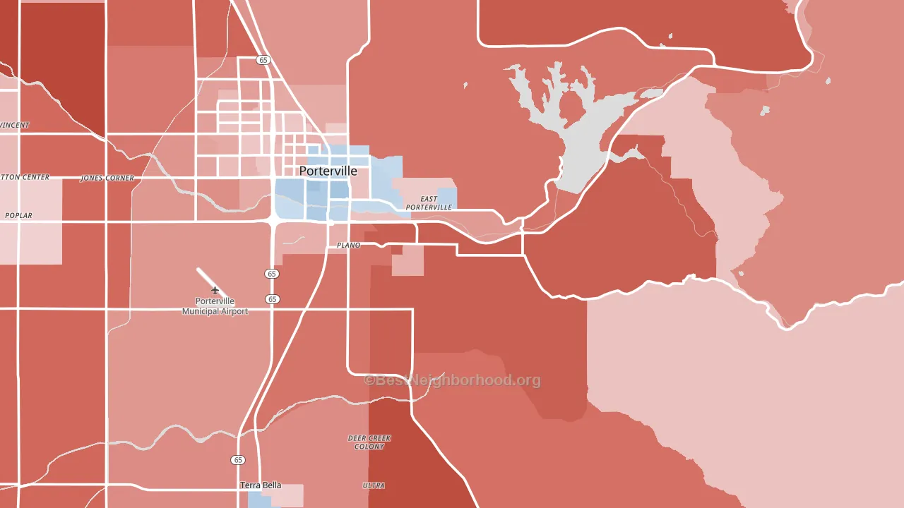 Woodville, CA block-group political-lean map