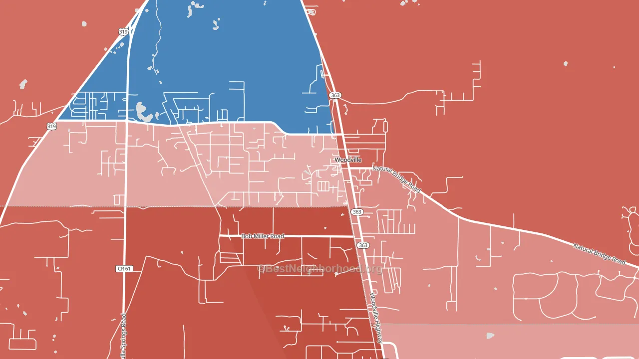 Woodville, FL block-group political-lean map
