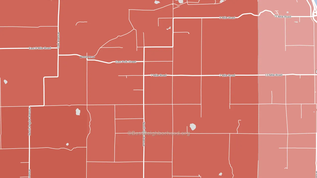 Woodville, MI block-group political-lean map