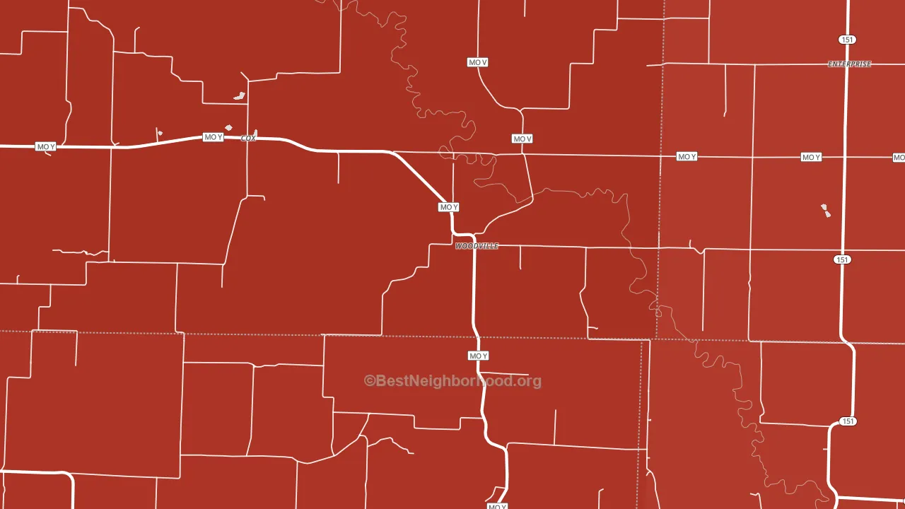 Woodville, MO block-group political-lean map