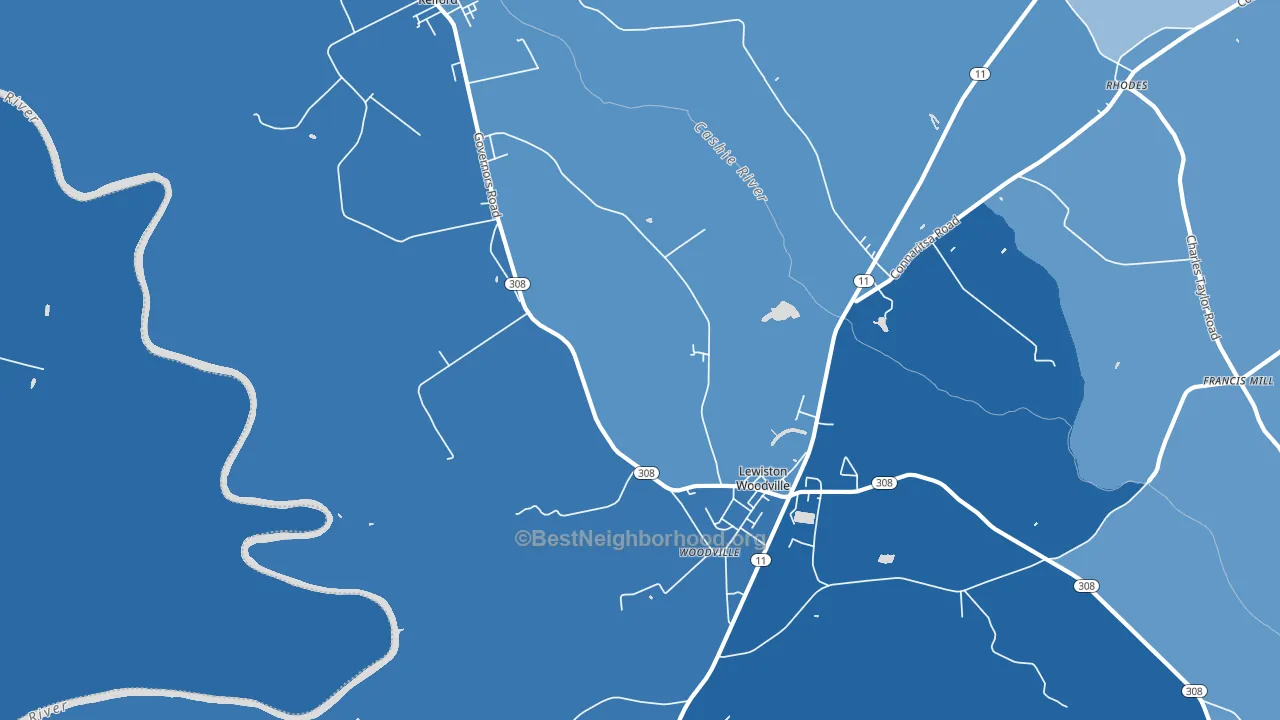 Woodville, NC block-group political-lean map