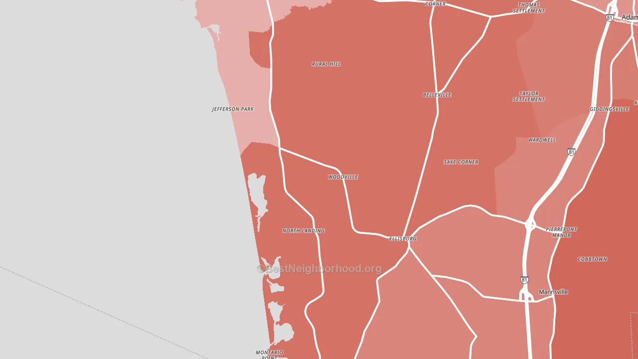 Woodville, NY block-group political-lean map