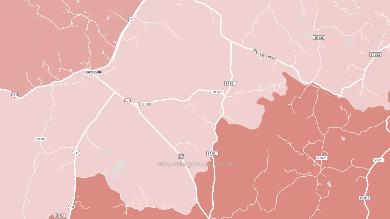 Woodville, VA block-group political-lean map