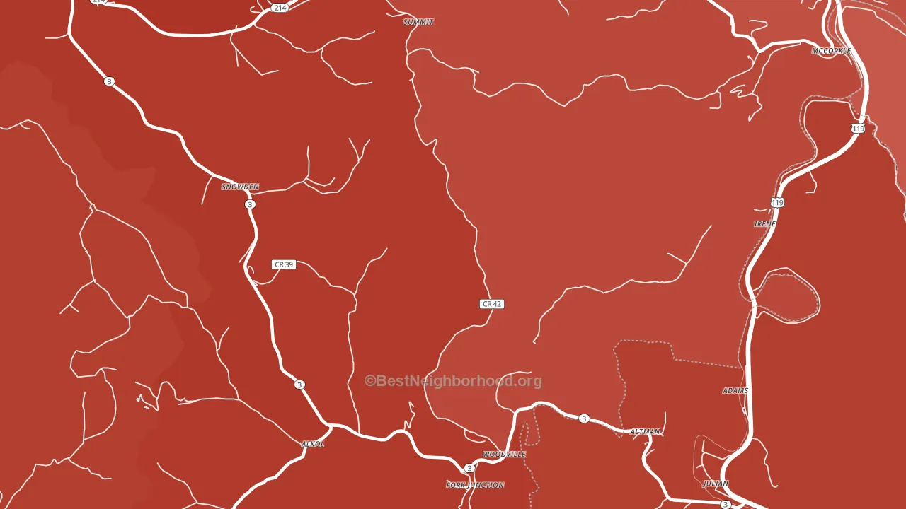 Woodville, WV block-group political-lean map