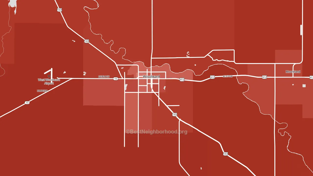 Woodward County, OK block-group political-lean map