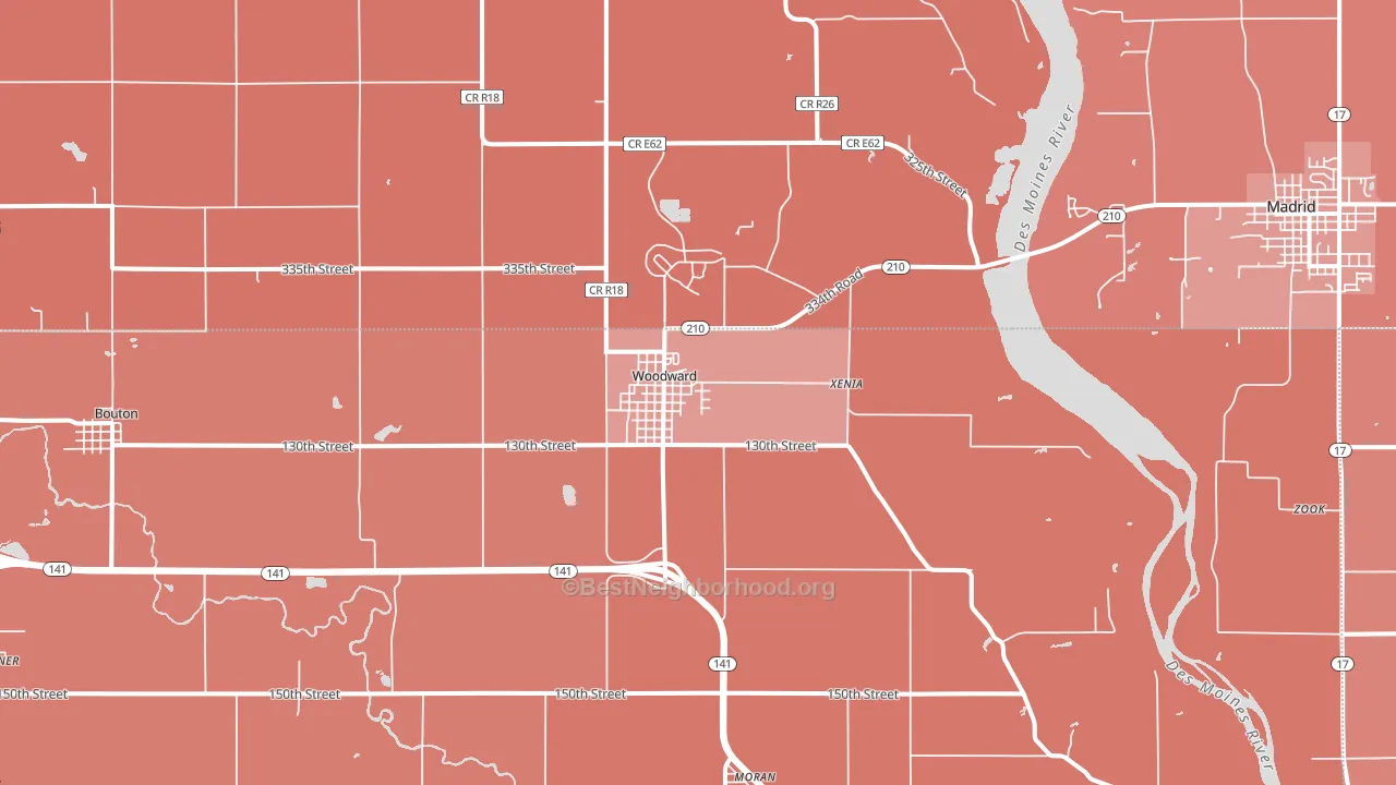 Woodward, IA block-group political-lean map