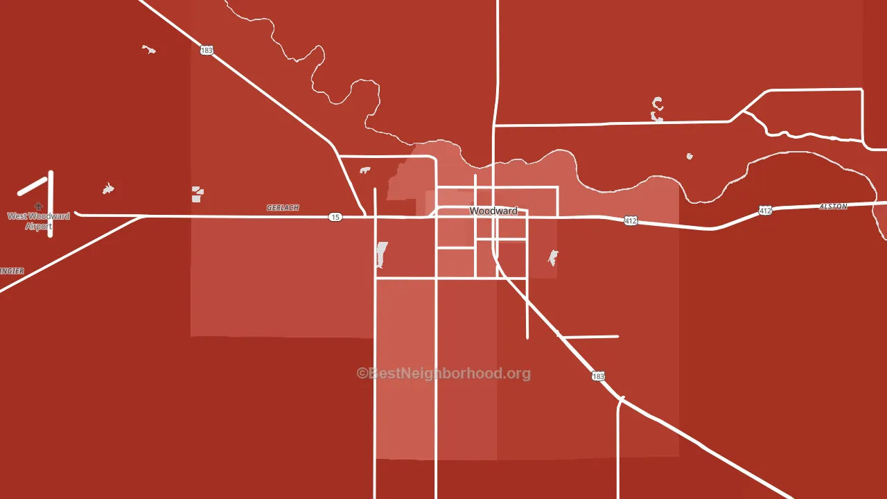Woodward, OK block-group political-lean map