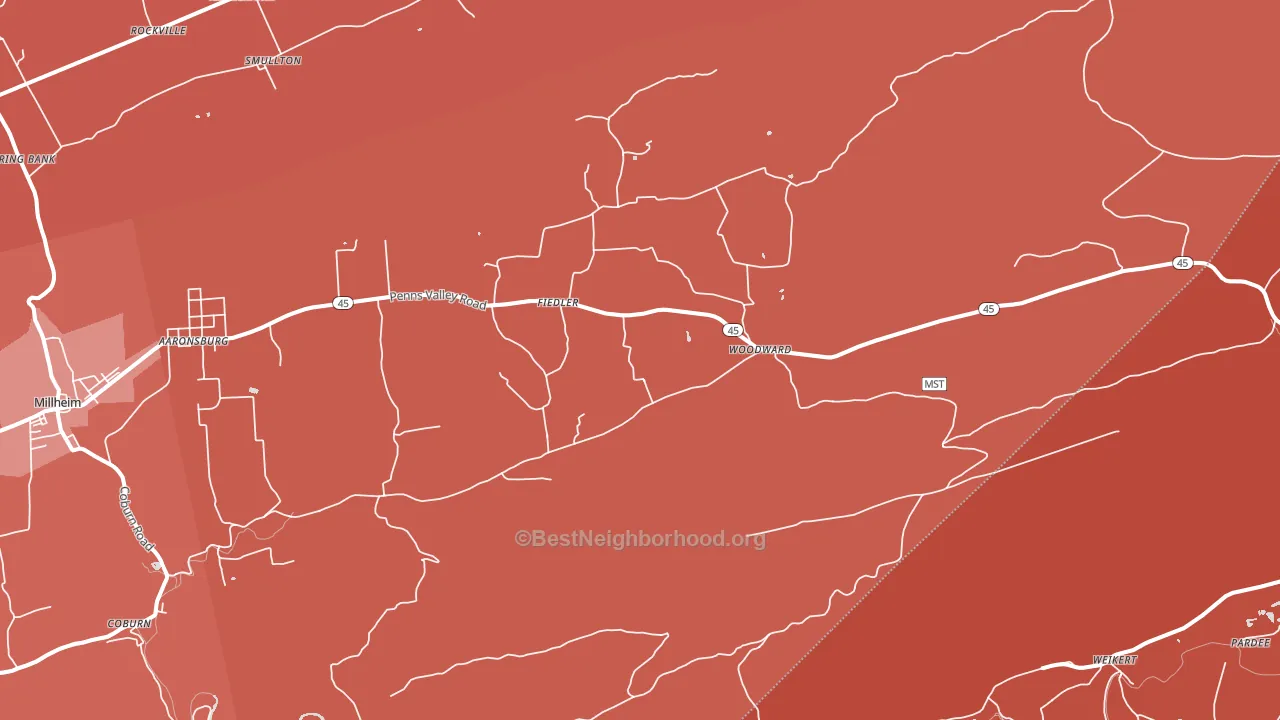 Woodward, PA block-group political-lean map