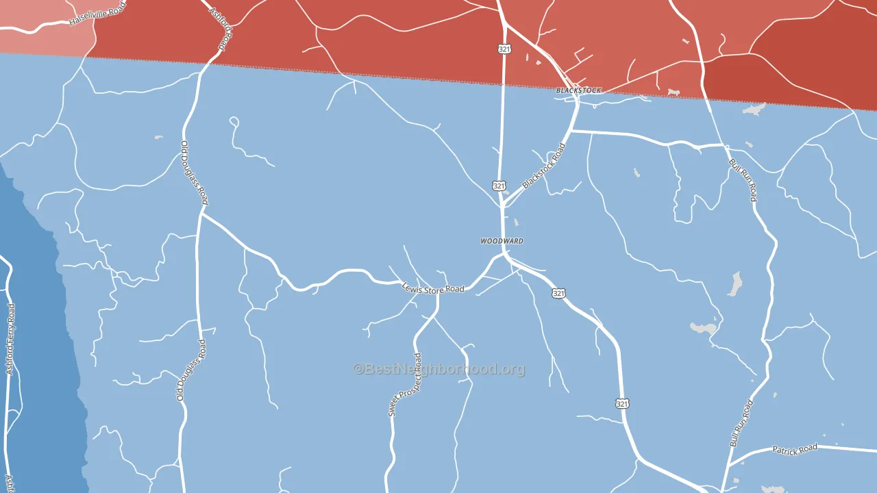Woodward, SC block-group political-lean map