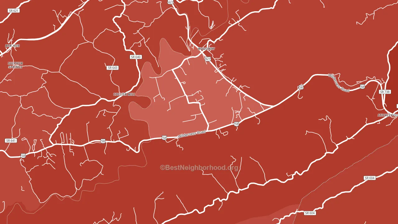 Woodway, VA block-group political-lean map