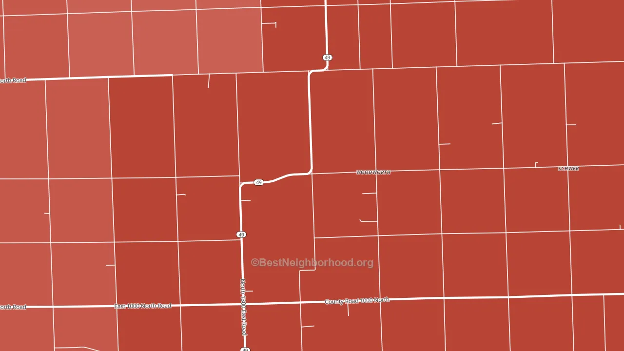 Woodworth, IL block-group political-lean map