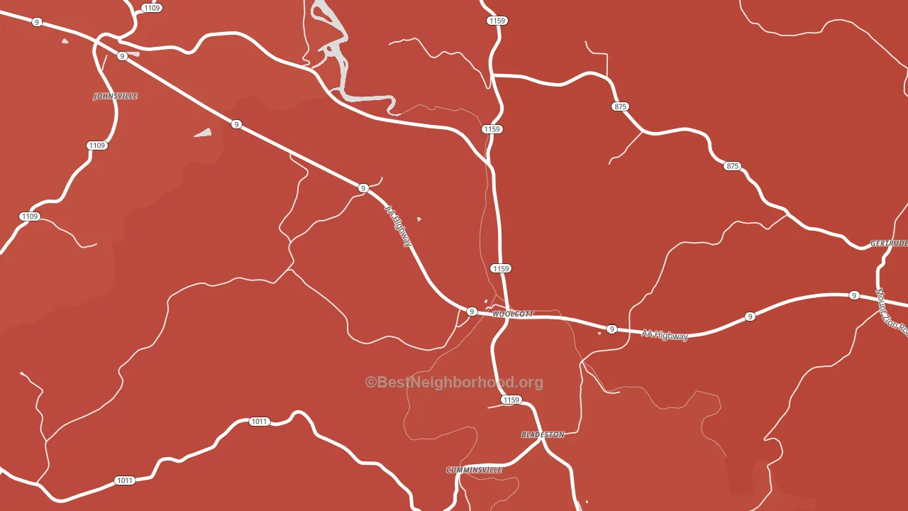 Woolcott, KY block-group political-lean map