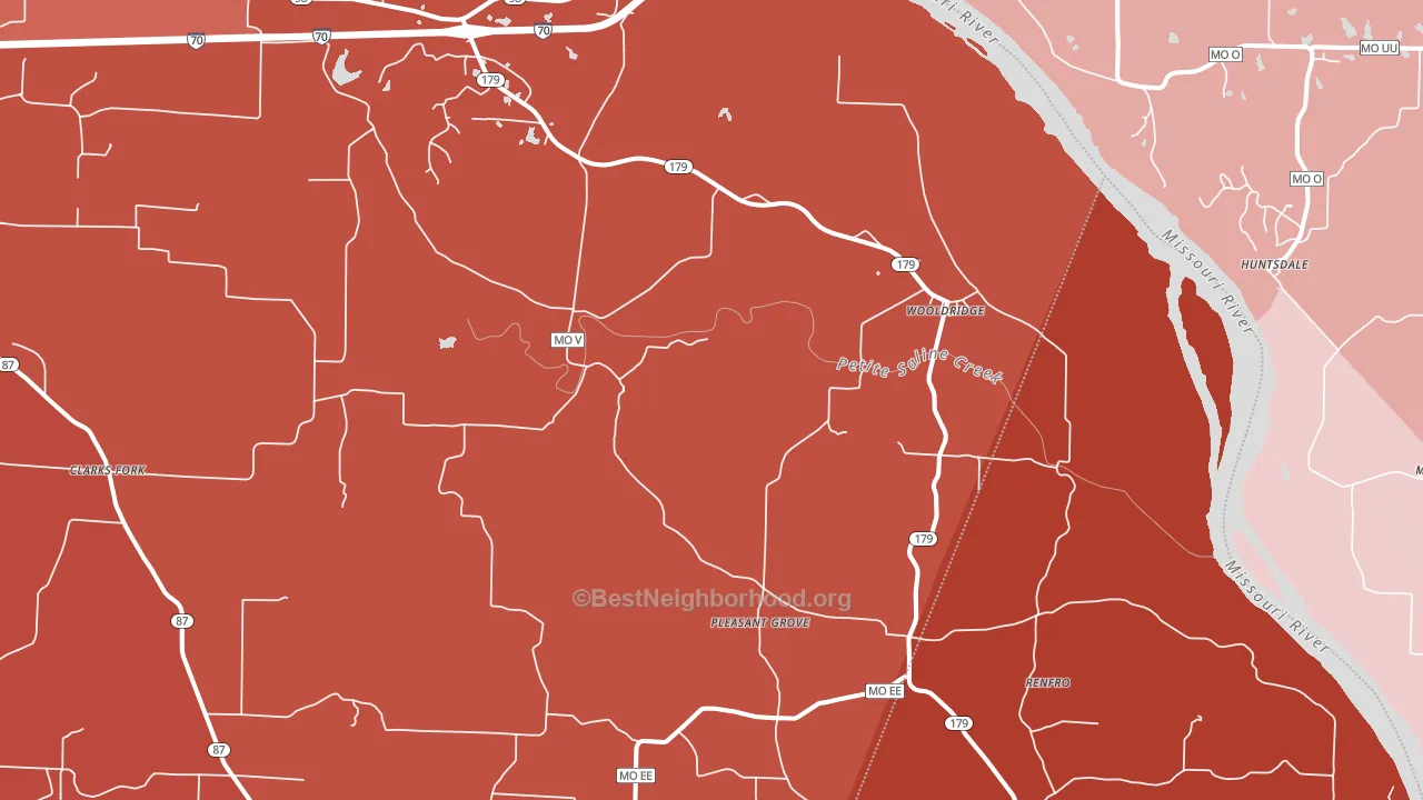 Wooldridge, MO block-group political-lean map