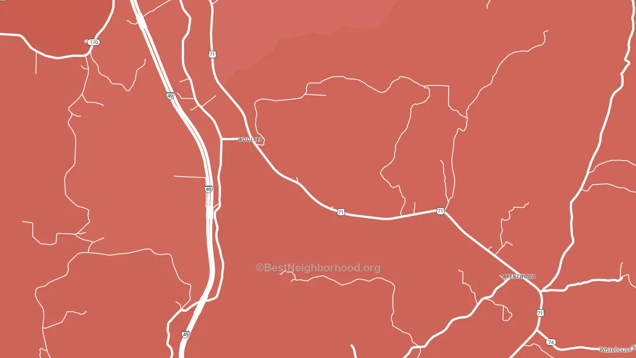 Woolsey, AR block-group political-lean map