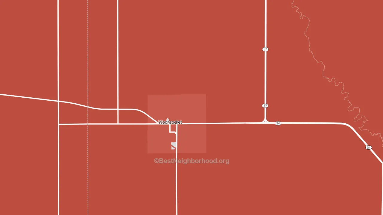 Woonsocket, SD block-group political-lean map