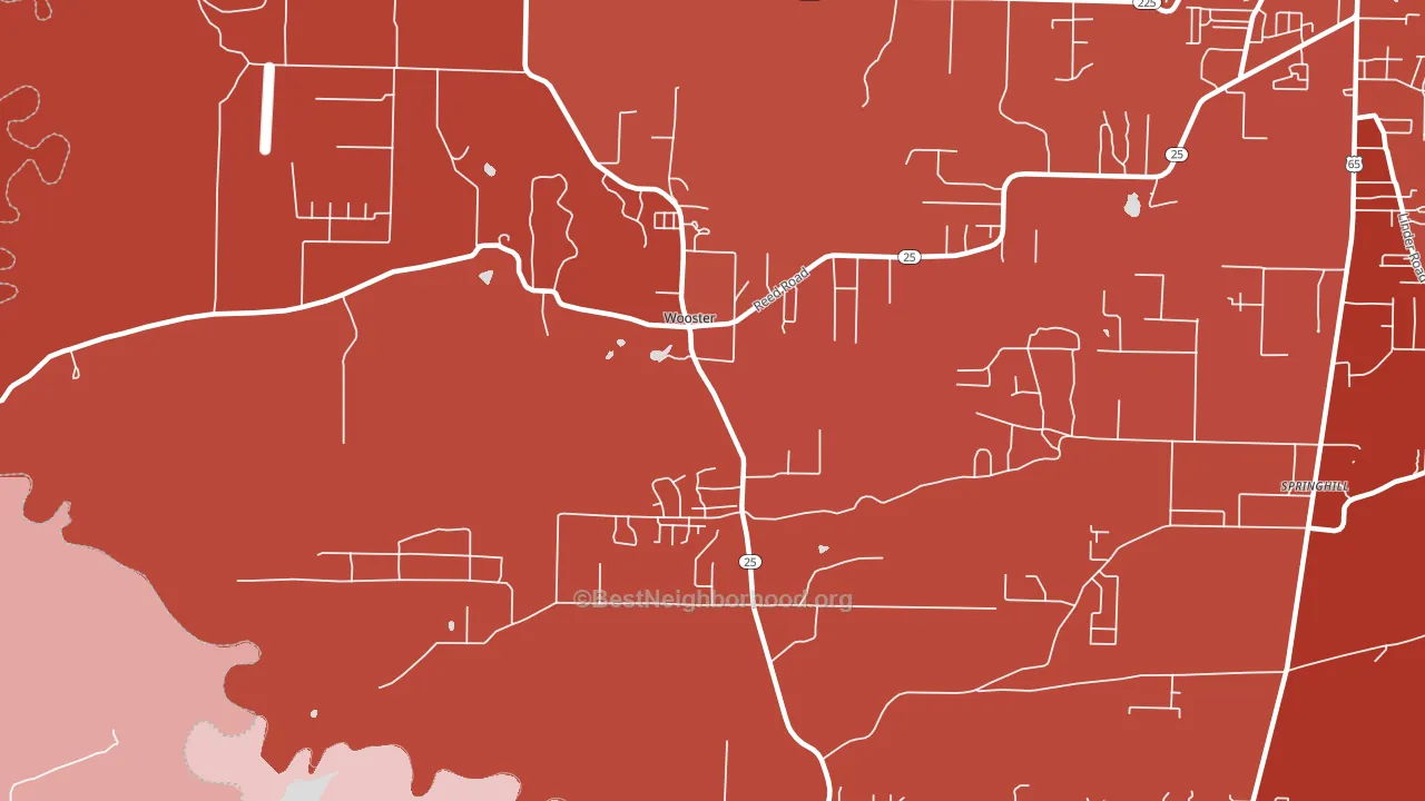 Wooster, AR block-group political-lean map