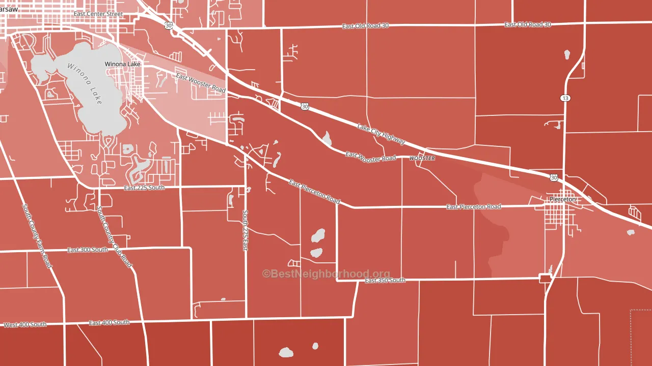 Wooster, IN block-group political-lean map