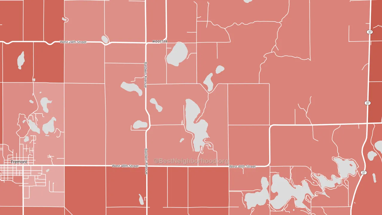 Wooster, MI block-group political-lean map