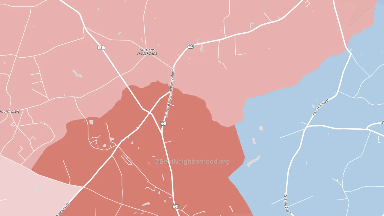 Wootens Crossroads, NC block-group political-lean map