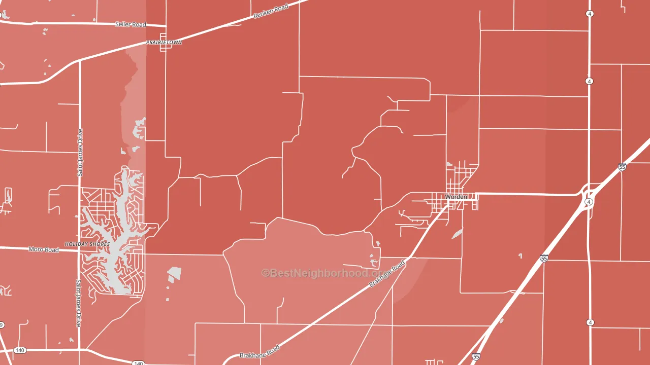 Worden, IL block-group political-lean map