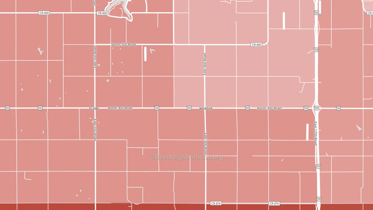 Worden, KS block-group political-lean map