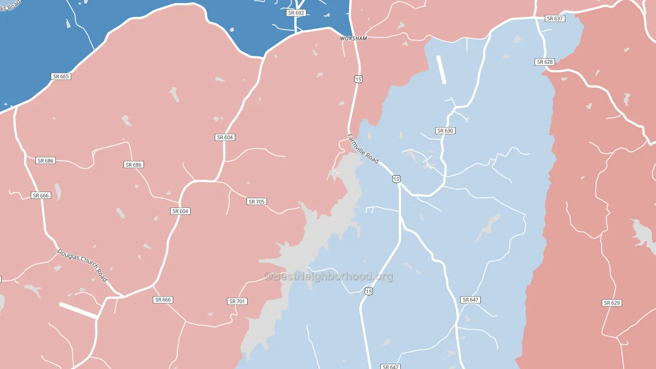 Worsham, VA block-group political-lean map